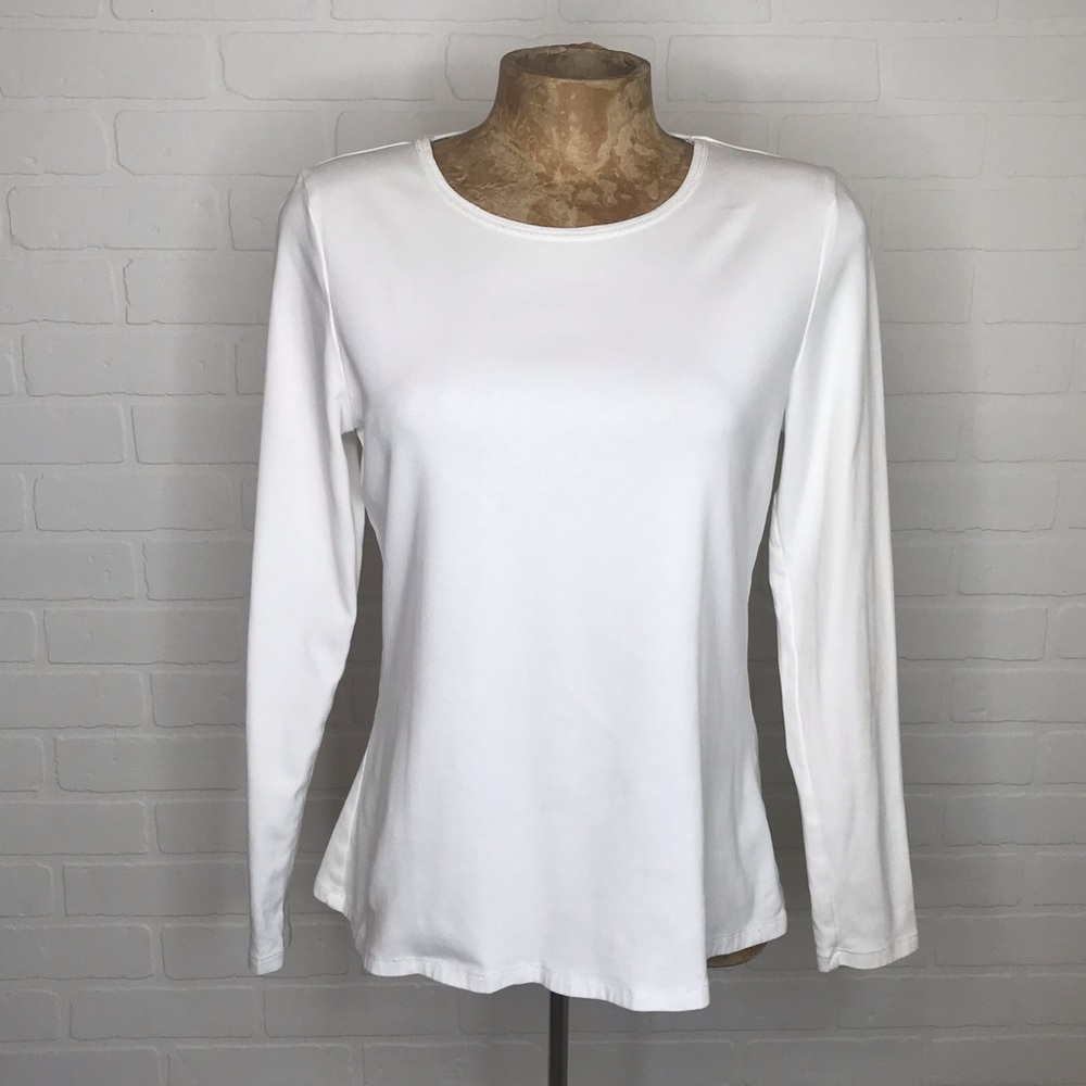 Boden White Crew Long Sleeve Tee Cotton Spandex